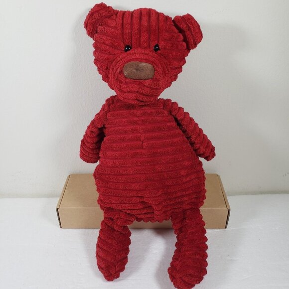 Jellycat Teddy Bear Corduroy Crimson Red 16" Stuffed Plush Animal - Picture 1 of 7